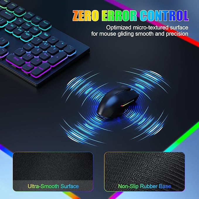 Mouse Pad with Foldable Phone Holder & Wireless Charger, XL RGB Gaming Mousepad 31.5"x11.8" Large Desk Mat for Keyboard, Home Desk Pad with Dual Qi Charging Station | 11 Colors & 5 Modes | Waterproof - Image 4
