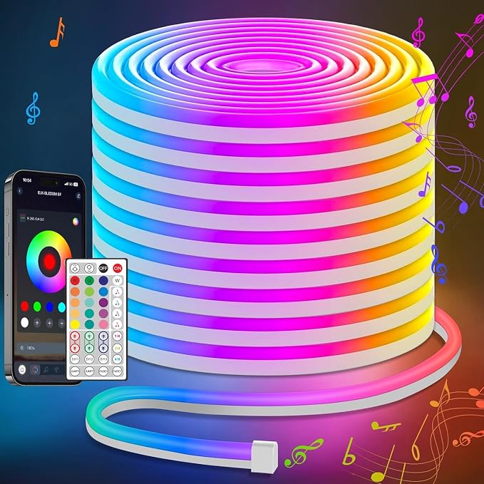 Lamomo 65.6Ft LED Strip Lights, RGB Neon Rope Light with App Remote Control, Music Sync Color Changing Waterproof Flexible Led Light Strip, Cuttable Gaming 24V Neon Lights for Bedroom Indoor - Image 8