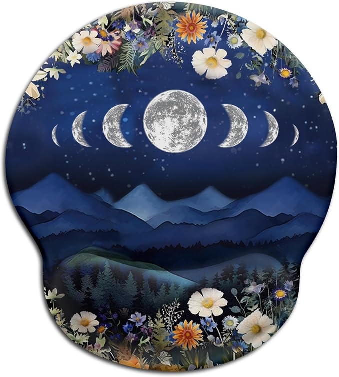 Funny Ergonomic Mouse Pad with Gel Wrist Rest, Moon Mountain by LIMKRIAN