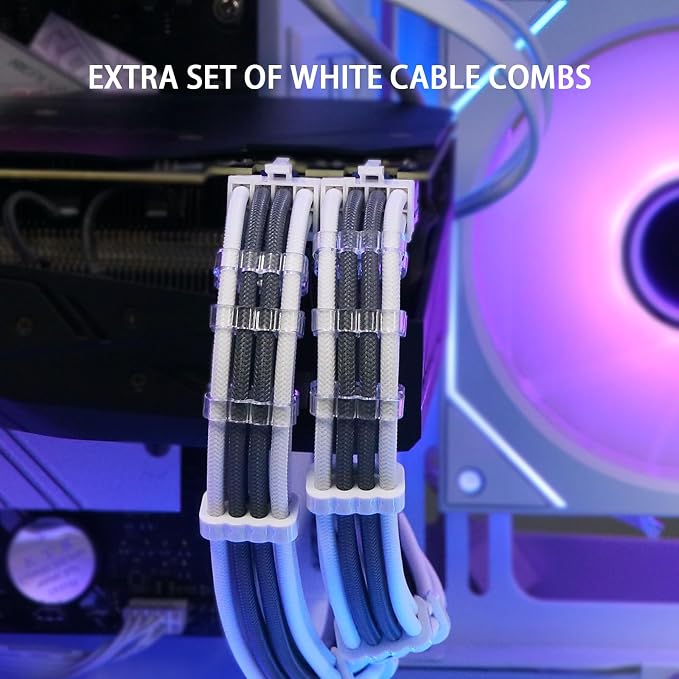 Sirlyr PSU Cables,PC Cable Extension Mod,Customized Easy Management Power Supply Cable - 1x24Pin ATX / 1x8 (4+4) Pin EPS / 2x8 (6+2) Gold-Plated Pin GPU,RTX 4060 4070 Case,Gray White 4 Kits - Image 5