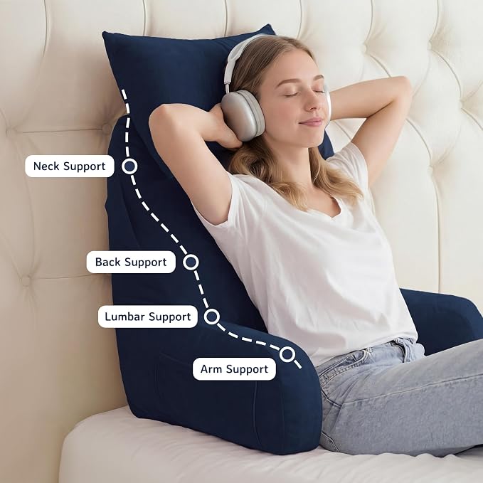 Reading Pillow for Bed,Back Pillow for Bed Sitting Up,Lumbar Support Pillow - Image 5
