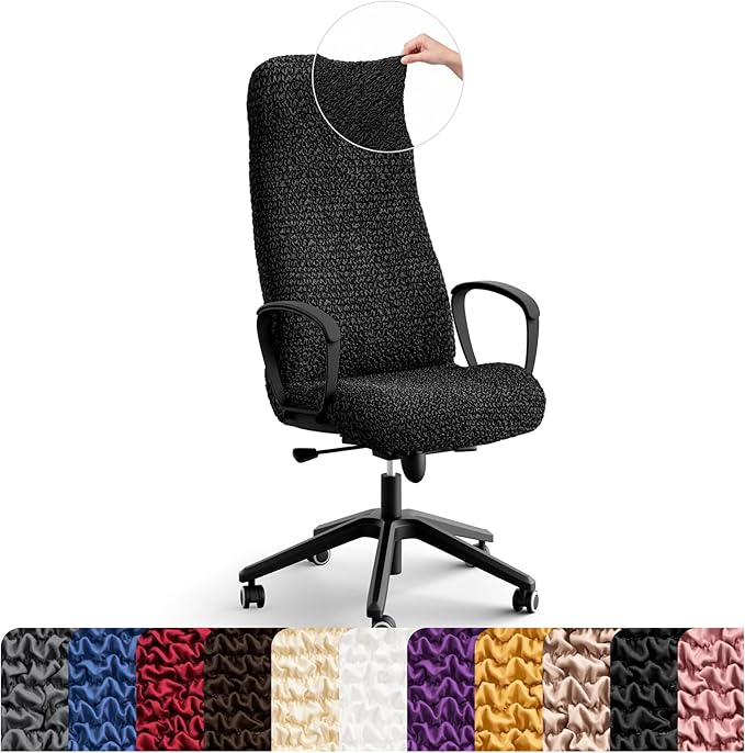 PAULATO BY GA.I.CO. Stretch Office & Gaming Chair Cover – Breathable Desk Computer Armchair Slipcover with Zipper – Bi-Elastic Stretchable Protector Machine Washable – Black (Office Chair) by PAULATOBYGAICO