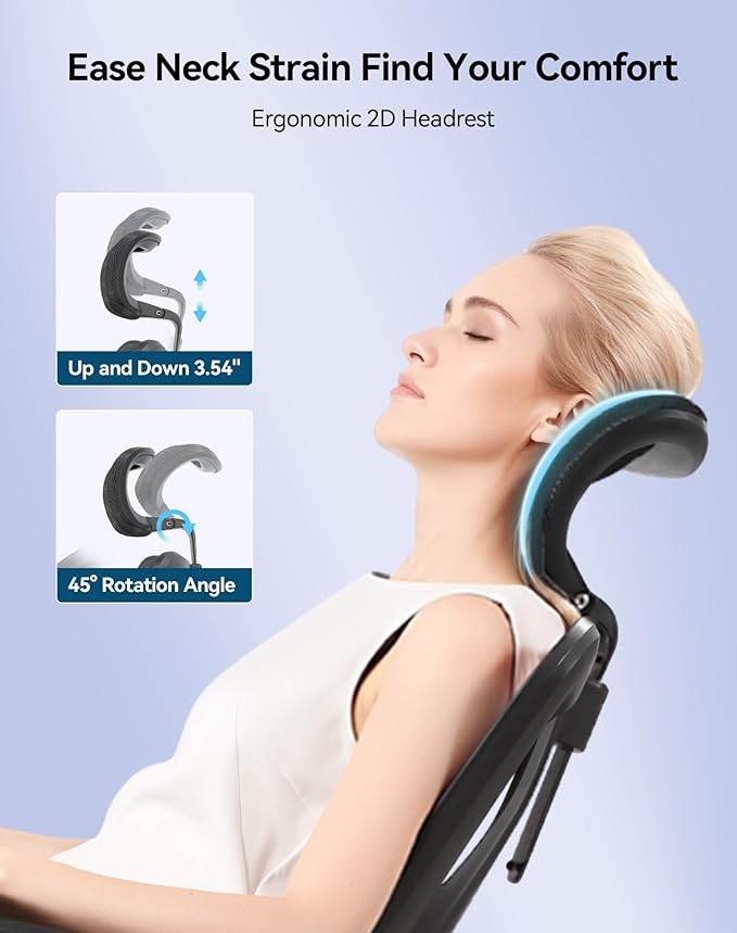 SIHOO M57 Ergonomic Mesh Office Chair, High Back Home Desk Chair with 3D Armrests, Lumbar Support and Adjustable Headrest, Comfortable Computer Chair, Big & Tall Office Chair Hold 330 LBS-Ebony - Image 5