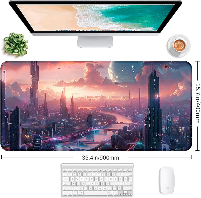 Digital Night Scene Office Art Desk Mat, Female Learning Computer Mouse Mat | Large Extended Mouse Pad; Full Desk Coverage; Waterproof Coating; Stable Anti-Slide Base For Gaming, Office, Study Daily Use - Image 2