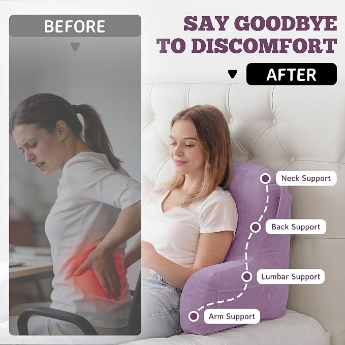 Reading Pillow for Bed,Back Pillow for Bed Sitting Up,Lumbar Support Pillow - Image 7