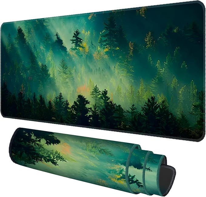 Galdas Mouse Pad,Office Desk Mat Large Gaming Keyboard Pad Durable Stitched Edges Washable Smooth Surface Control & Accuracy Extended Computer Mouse Mat (31.5X11.8In)-Green Forest… | Extended Computer Mouse Mat, 31.5X11.8In,Keyboard Pad,Durable Stitche... - Image 2