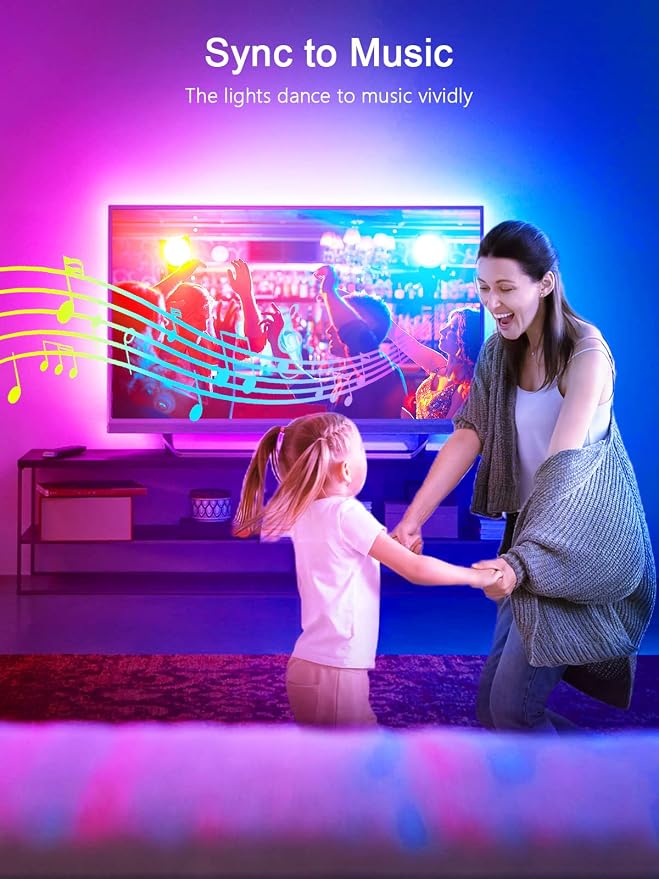 KANTUTOE TV Backlights, 13.1FT LED Lights for 32-65 Inch TV, RGB TV LED Lights Behind, Music Sync Bluetooth APP and Remote Control TV LED Strip Lights USB Powered for Gaming/Bedroom - Image 5