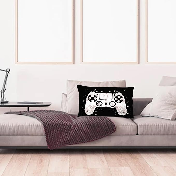 Gaming Pillow Cover 12X20，Gamer Throw Pillow Cover,Gamer Gifts,Gamer Pillow Cover,Gamer Room Decor for Boys,Gaming Decor for Boys Room, Gamer Gifts,Gifts for Son (Black 12x20) - Image 2