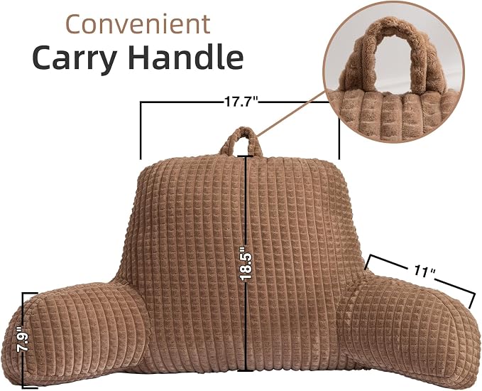 A Nice Night Khaki 18.5" Bed Wedge Pillows with Arms for Sitting - Image 2