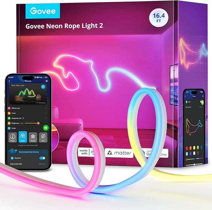 Govee RGBIC Neon Lights 16.4ft Works with Matter, Alexa, Google Assistant by Unknown