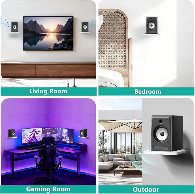 WALI Surround Sound Speaker Wall Mount, 1 Pair Heavy Duty Floating Shelf - Image 5