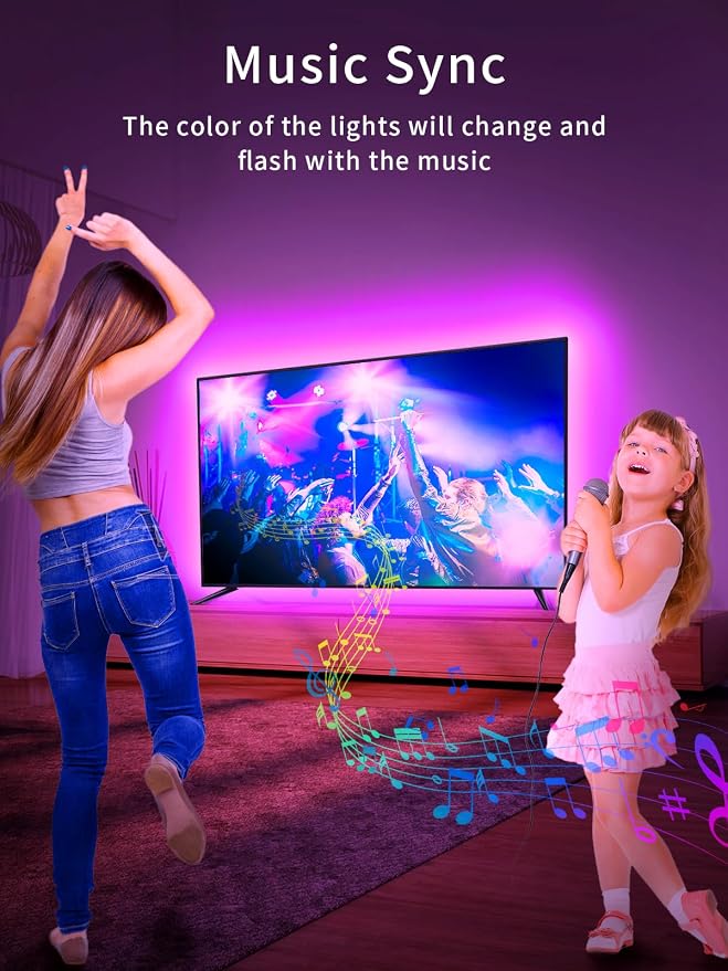 KANTUTOE TV LED Backlight, 9.84ft LED Lights for 32-45 Inch TV, RGB TV Backlight with Remote, Music Sync Bluetooth APP Control Strip Lights USB Powered for Bedroom Gaming Room Decor - Image 5