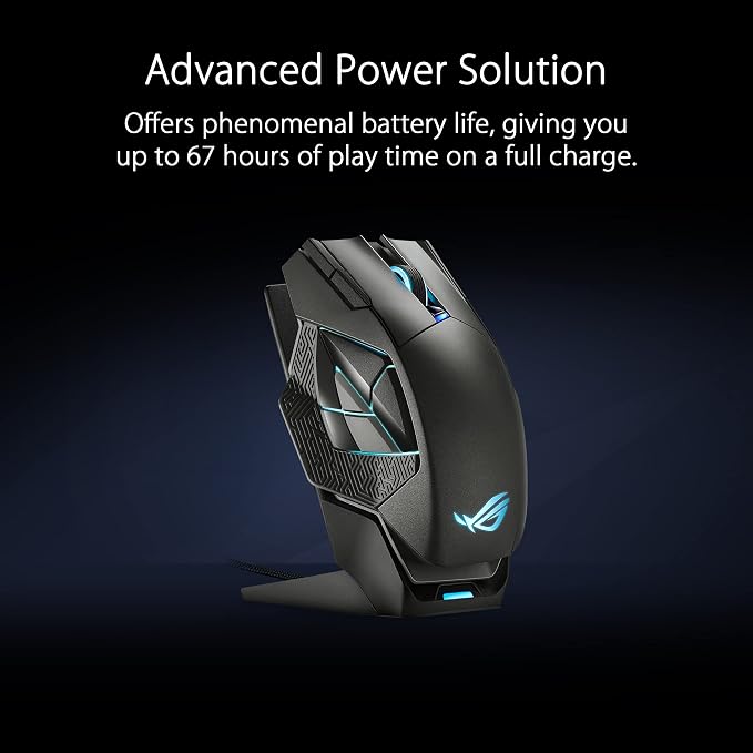 ASUS ROG Spatha X Wireless Gaming Mouse – MMO/MOBA Design, 12 Programmable Buttons, Right-Handed, 168g, Dual-Mode (Wired/2.4GHz), 19K DPI, up to 67Hr Battery, Magnetic Charging Dock, PC/Mac Support - Image 6