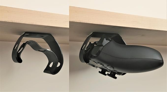 Controller Holder – Under Desk or Wall Mount Compatible with PS5 DualSense and Xbox Controllers | Quick Snap-in Design | Made in USA - Image 3