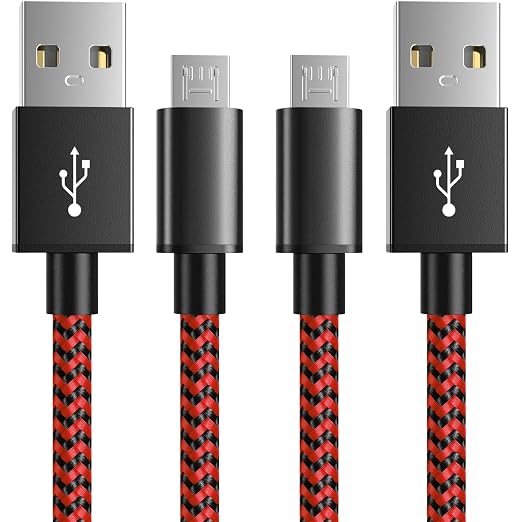 6amLifestyle PS4 Charging Cable, 10ft 2 Pack USB to Micro USB Cable, Nylon Braided Cord, for PS4 Slim/Pro, Xbox One S/X Controller, Red by 6amLifestyle