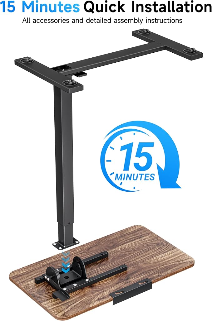 BIZUM Mobile Standing Desk Laptop Desk Pneumatic with Wheels 180° Tilt Top Hospital Bed Table Portable Rolling Cart Foldable Bedside Table for Hospital&Home Use, Walnut - Image 9