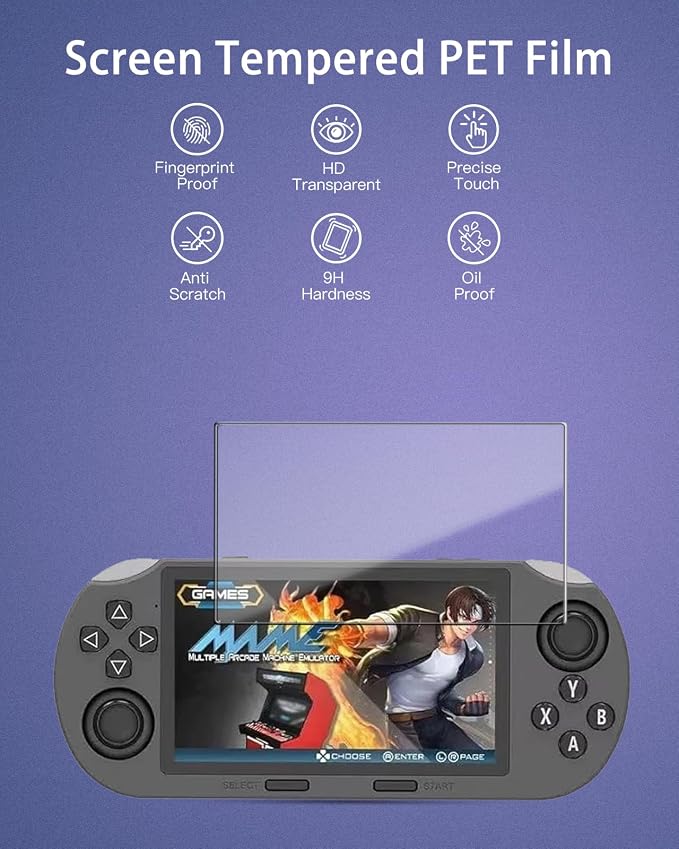 2 pack Screen Protector for SF3000 4.5 inch Handheld Game Console, Case Friendly,for SF3000 4.5 inch,Clear, Flex Film, HD Clarity - Image 2