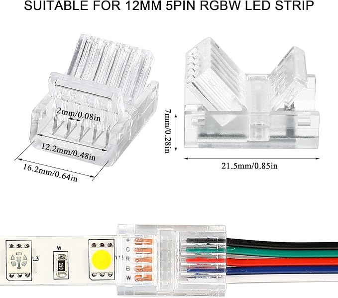 Flutesan 20 Pcs 4 Pin 12 mm LED Strip Connector RGB Lights - Image 3