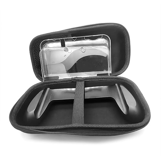 Meigpai Black Color for New3DS Nonslip Hand Grips + Crystal Shells + Storage Case, for New 3DS Small Handheld Consoles, Light-Weight Gaming Handle, Clear Protective Cover, Hard Carry Travel Bag Set - Image 2
