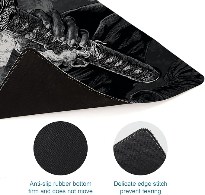 Gaming Large Mouse Pad, Japanese Samurai Sword Desk Mat, Big Mousepad Non-Slip XL Extended Laptop Computer Keyboard Mat for Gamers, Office&Home, 31.5x11.8in, Black and White - Image 5
