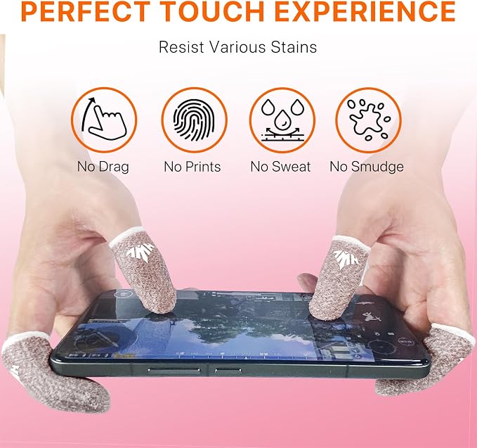 10 Pack Silver Fiber Dedales Gamer Anti Slip Sweat Proof Gaming Finger Sleeves Cots Mobile Phone Gloves Guantes para Durable Thumb Covers for Pubg (Pink 10-Pack + Storage Box) - Image 4