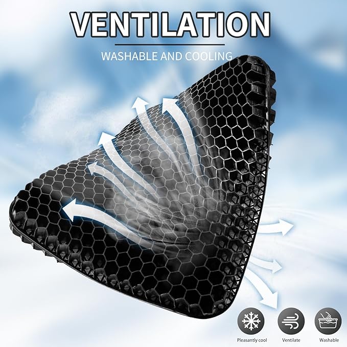 Gel Seat Cushion for Long Sitting - 16.5" x 14.5" x 2.4" (Extra Thick＆Soft) | Zero Gel Cushions for Pressure Relief, Honeycomb Gel Seat Cushion, Ergonomic Silicone Seat Cushion for People Over 180 lbs - Image 6