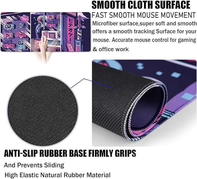 Japanese Comic Desk Mat Large Office Desk Pad Gaming Mouse Pad | Big Mousepad PC Waterproof Non-Slip 35.4 x 15.7 Inches Large Mouse Mat Long Extended Mousepads Office Home Work - Image 4