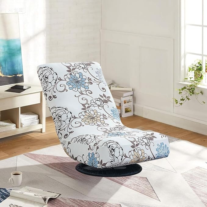 Swivel Reclining Folding Floor Gaming Chair Cover Printed Lazy Boy Chair Slipcover Lounge Folding Sofa Seat Covers for Teens and Adults, 03 - Image 2