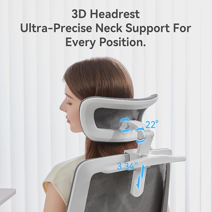 SIHOO M59AS Ergonomic Office Chair, Dual Backrest, Adaptive Lumbar Support | 3D Flip-Up Armrests, FULL Breathable Mesh, Reinforced Aluminum Base, 330 lb, Comfort That Moves With You, Grey - Image 7