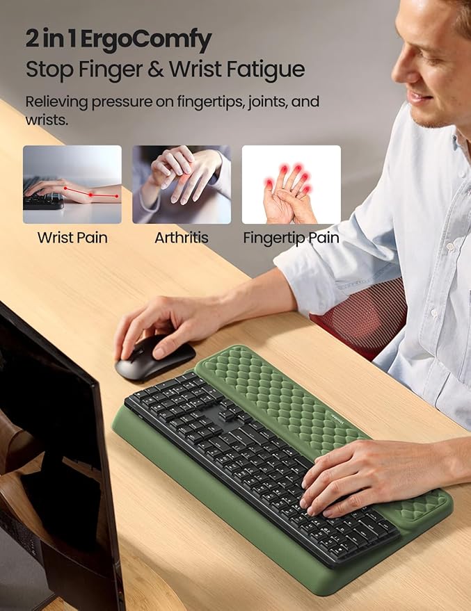 Vaydeer Wrist Rest with Keyboard Stand Ergonomic Computer Wrist Support Pad | Keyboard Riser Tilt Holder Lifter Tray with Wrist Pad, Soft Memory Foam Desk Cushion, Palm Hand Typing for Office Home School - Image 2