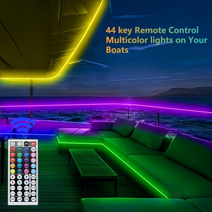 Boat Strip Lights Waterproof 32.8FT, 12v RGB Marine Pontoon Boat Lights - Image 3