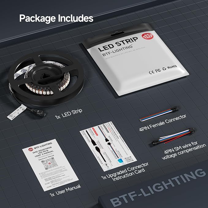 BTF-LIGHTING WS2815 LED Strip Light UL Listed 3.2FT 144 LED DC12V IP30 - Image 9
