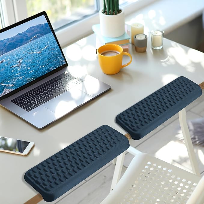 Arm Rest for Desk, L-Shaped Memory Foam Elbow Pads with Non-Slip Base, 2-Piece Ergonomic Desk Edge Cushion & Wrist Rest for Computer Keyboard, Office and Home Use (Blue) by Calendar2025-2026