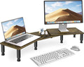 AX WABER Dual Monitor Stand Riser, Monitor Stand with Adjustable Length and Angle, Wood Monitor Stand for Desk, Monitor Riser for 2 Monitors with Storage Space by 1