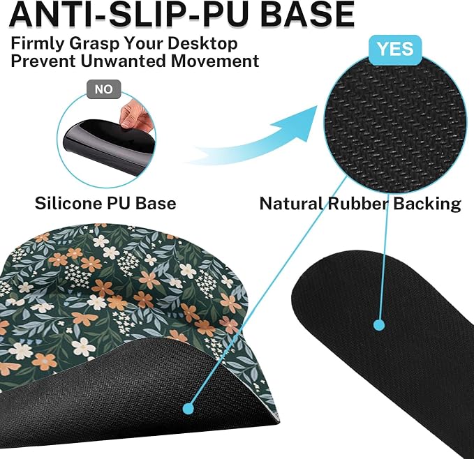 Britimes Ergonomic Mouse Pad Set with Wrist Rest, Floral Wildflower - Image 6
