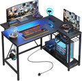 Bestier 42-Inch L-Shaped Computer Desk with Charging & LED, Black by Bestier