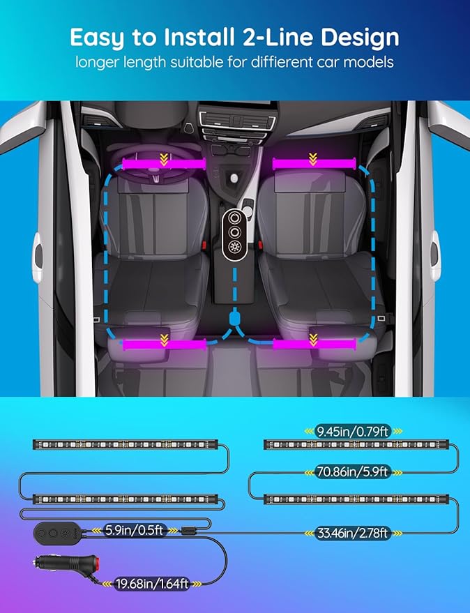 Govee Car LED Lights, RGB Smart Car Interior Lights, App Control - Image 5