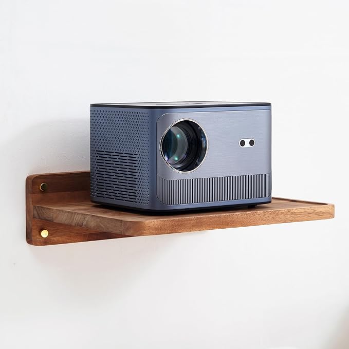 Acacia Wood Projector Shelf for Wall Mount, 14.2" x 11" Floating Shelf & Rack Holder for Router, Modem, Cable Box, Compatible with Gaming Consoles by SARUFO