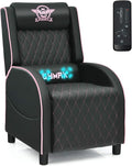 GYMAX Massage Gaming Recliner Chair, Ergonomic Racing Style Single Sofa with Adjustable Headrest, Backrest & Footrest, Home Theater Sofa for Living Room Office (Pink) by GYMAX