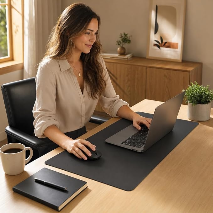 KTRIO Large Gaming Mouse Pad Desk Mat for Gamer, 31.5" x 11.8", Black PU | Extended Size Design, Premium PU Leather Surface, Non-Slip, Durable Construction, Water-Resistant Surface - Image 6
