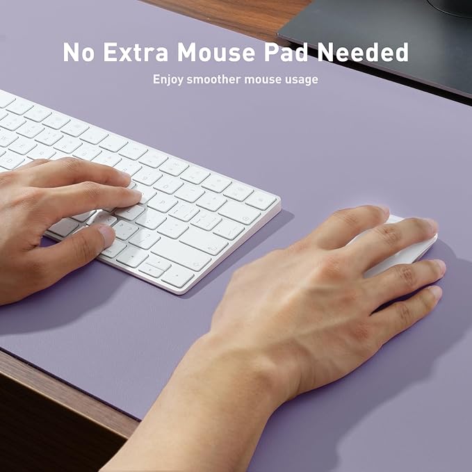 Aothia Faux Leather Desk Mat - Non-Slip PU Leather Desk Blotter, Waterproof Writing Surface, Large Desk Pad for Office & Home (Lavender, 55" x 24") - Image 4