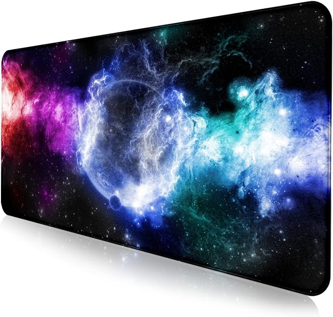 Large Extended Nebula Starry Sky Mouse Pad, Laptop and Home Office Desk Pad | Large Extended Mouse Pad; Full Desk Coverage; Waterproof Coating; Stable Anti-Slide Base For Gaming, Office, Study Daily Use by LQFIWSS