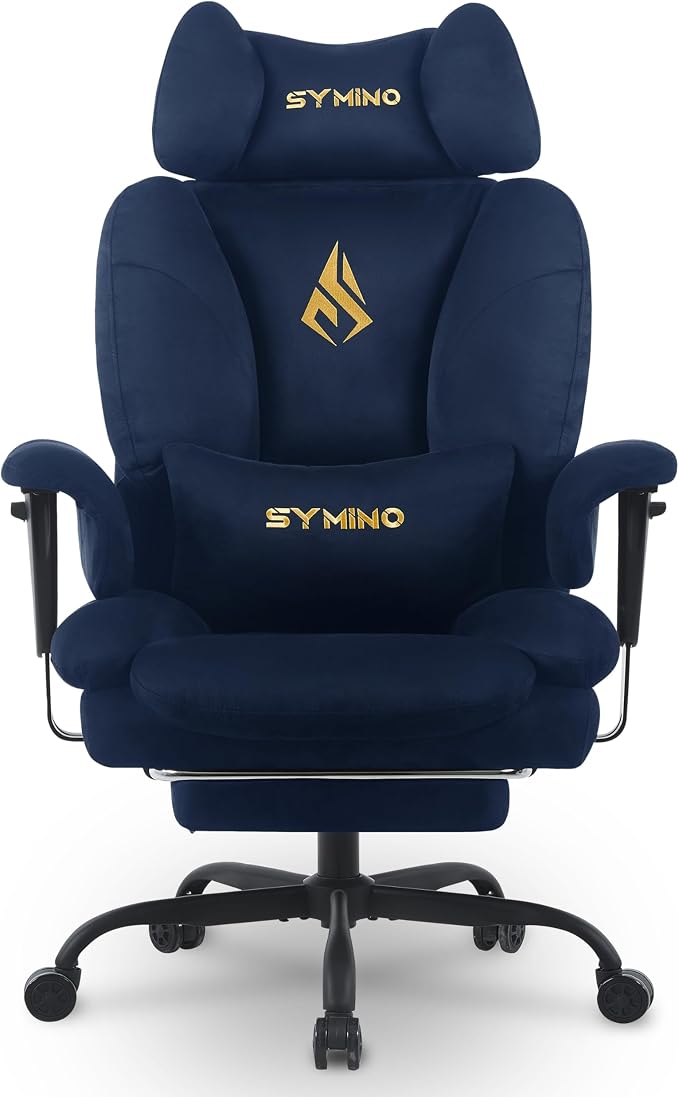 Symino Ergonomic Gaming Chair with Footrest – Office Gaming Chair Reclining 90-155° with Adjustable Armrests – Adults up to 130 kg by Unknown