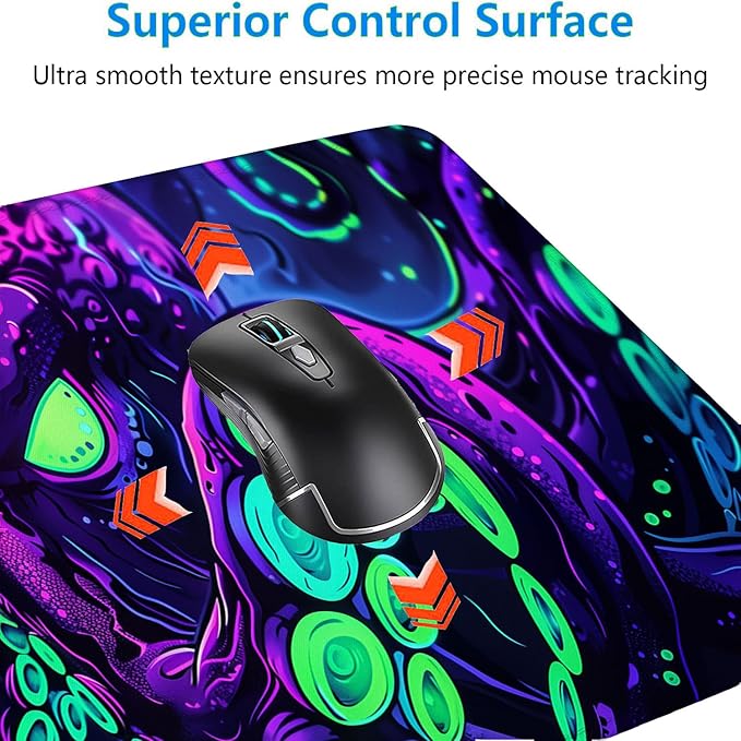 Octopus Desk Mat Gaming Mouse Pad Neon Cthulhu Monster Cool XL Mouse Pad Large Mousepad Extended Laptop Keyboard Mat Gaming Desk Pad Mouse Mat Office Computer Keyboard Laptop Home 31.5"x11.8" - Image 5