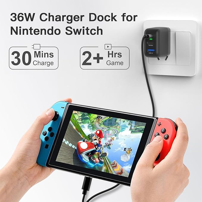 Switch Dock Charger for Nintendo Switch, Mirabox 36W Portable TV Docking Station with 4K@60Hz HDMI/USB2.0/PD USB-C Fast Charging Ports, Full-Featured USB-C Cable Included - Image 8