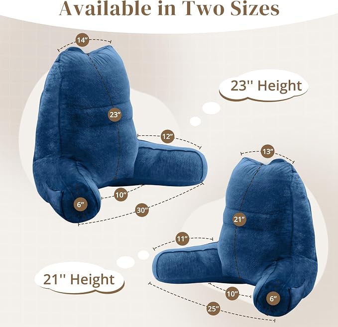 Sasttie Reading Pillow for Bed, Back Pillow for Sitting Up, Navy - Image 2