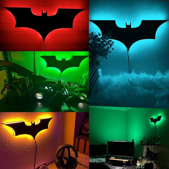 Bat Lamp Neon Sign LED Bat Signal Night Light 16 Colors Adjustable Man Cave Party Home Bedroom Christmas Halloween Decoration Lights Birthday Gifts - Image 5