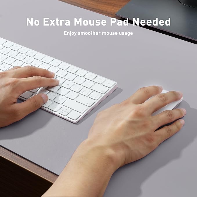 Aothia Large PU Leather Desk Pad Protector - Non-Slip Mouse Pad & Writing Mat for Office/Home, Waterproof, Easy to Clean (23.6" x 13.7", Smoky Lavender) - Image 3