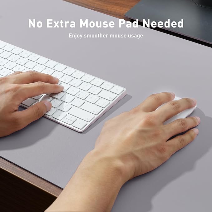Aothia Faux Leather Desk Mat - Non-Slip PU Leather Desk Blotter, Waterproof Writing Surface, Large Desk Pad for Office & Home (Smoky Lavender, 55" x 17") - Image 4