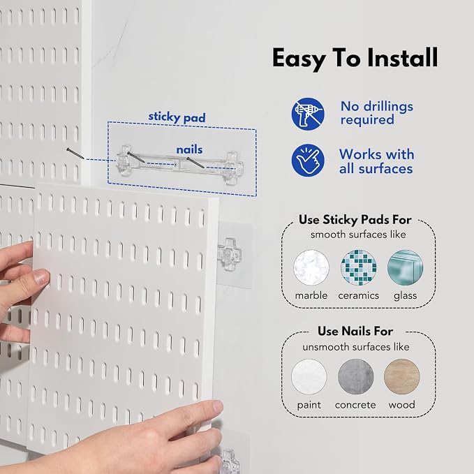 Keepo Pegboard Combination Kit with Modular Accessories, Wall Organizer for Gaming Setup, Crafts, and Ornament Display, Peg Board for Bedroom, Office, Home (White, 22″×11″) - Image 6